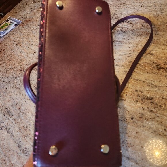 Kate Spade Mini Reiley Laurel Way Glitter Bag Satchel Crossbody in Red Burgundy - Picture 9 of 11